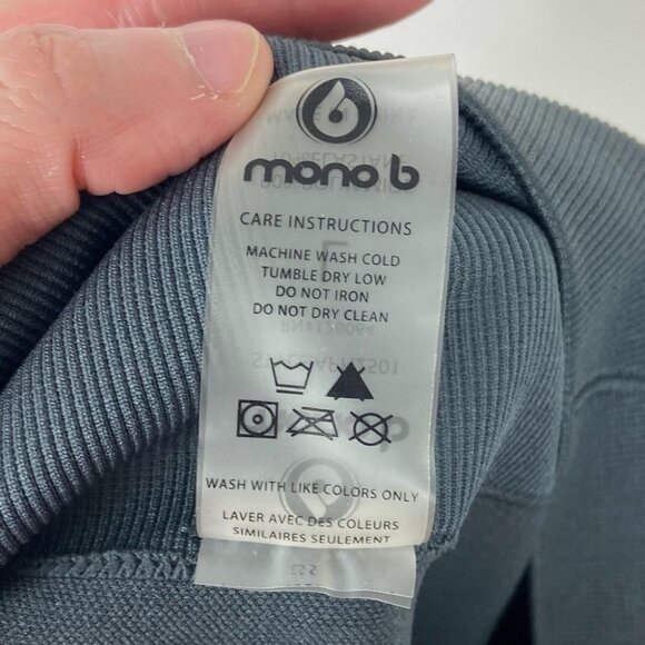 Mono B Grey High Rise Ribbed Leggings Size Large‎ Style APH2501 Yoga Dance Pants - Picture 5 of 11